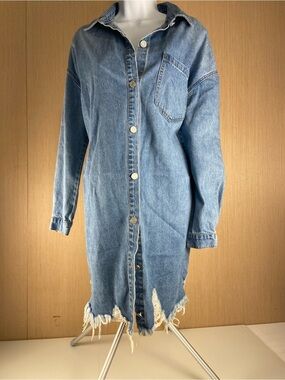 Missguided Tall Denim Duster / Long Denim Shacket | Size US 4 (fits like large)